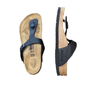 Birkenstock Gizeh Black Birko Flor Thong Sandals Comfort Slide EU37 US6